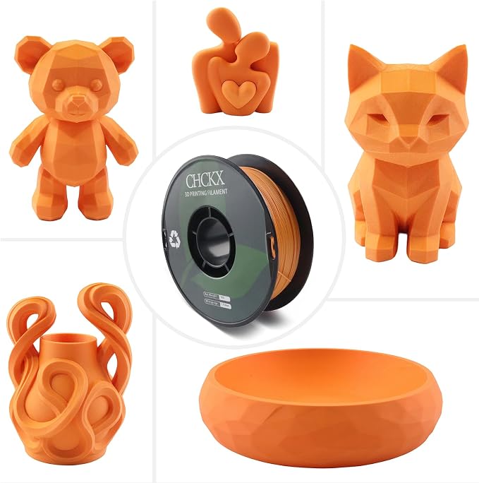 Matte PLA 3D Printer Filament, 1KG Spool(2.2lbs) 1.75mm PLA Gradient Filament for Most FDM 3D Printers,Sun Orange