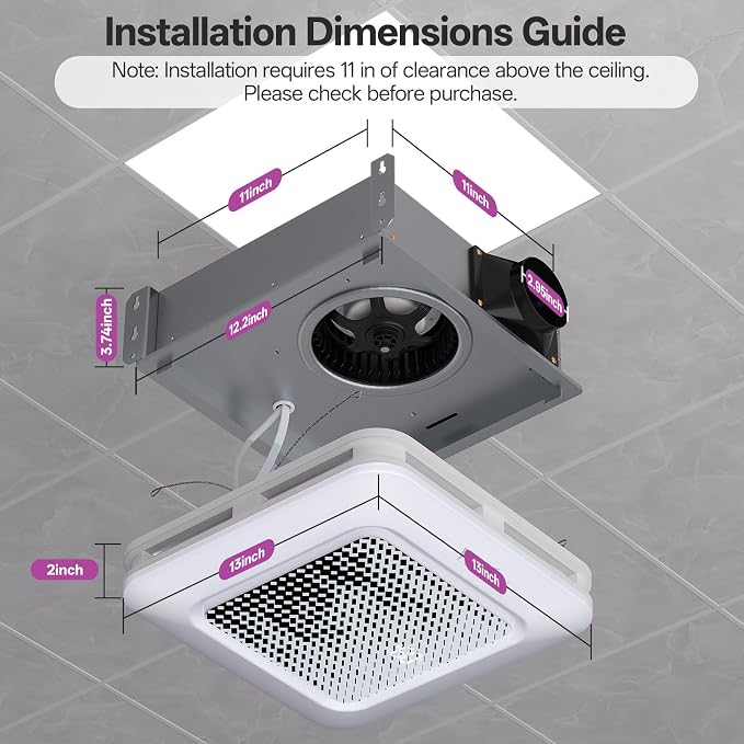VallisCo Bathroom Exhaust Fan with Light, Odor & Humidity Sensors, 230 CFM Quiet Ceiling Fan with Remote, Timer, 3 Dynamic RGB Lights, 2700K–6500K Dimmable, Wall/Ceiling Mount (Black-to-White)