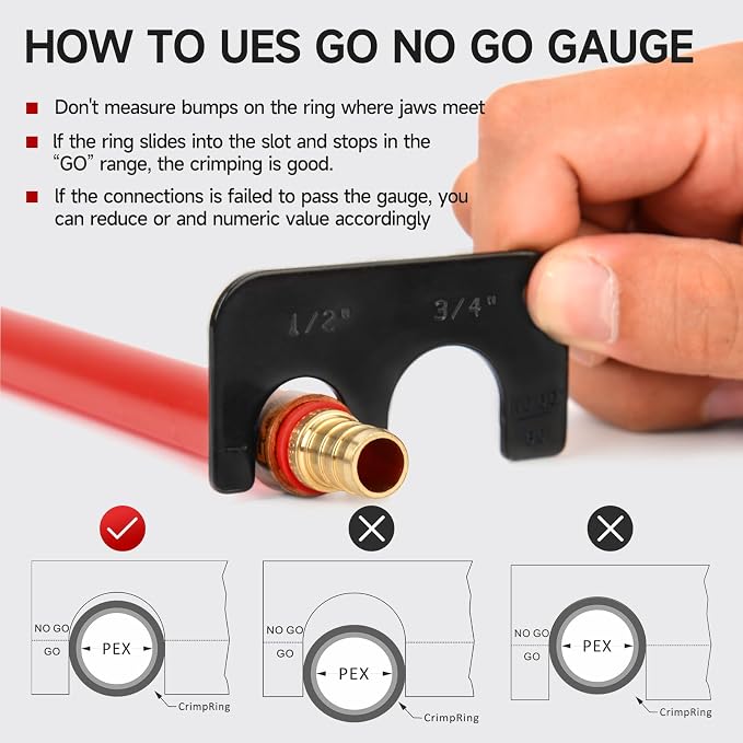 iCrimp ASTM F1807 PEX Crimping Kit with Cutter, Gauge & Copper Rings | Complete F1807 PEX kit with angle head crimper, PEX cutter, GO/NO-GO gauge and 30 copper rings