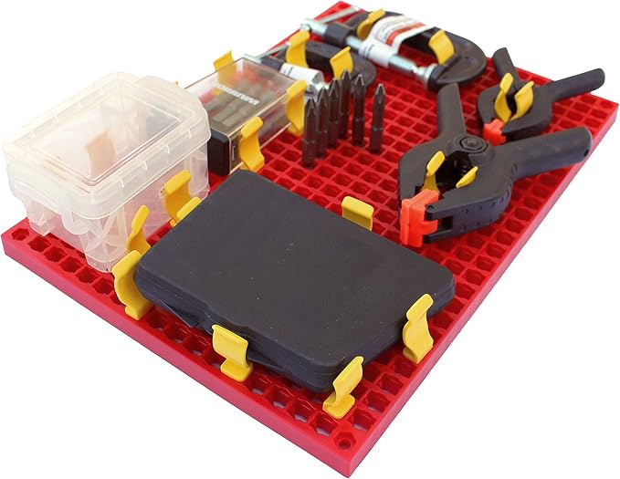 Organizer Genie 76 Piece Pegboard Tool Organizer Starter Kit, Flexible and Specially Designed to Hold All Tools - 4 Red Pegboards, 36 Socket Holders, 36 Universal Clips