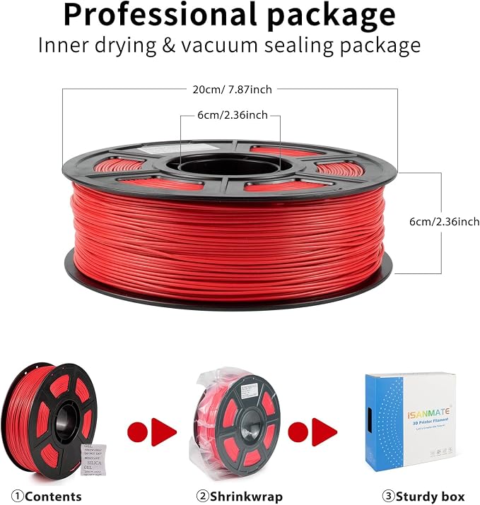 iSANMATE ASA 3D Printer Filament 1.75mm 2KG (4.4lbs), UV & Weather Resistant 3D Printer Filament Perfect for Outdoor Functional Parts, Black+Red