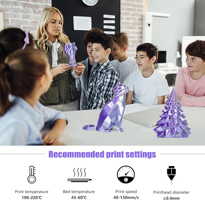 iSANMATE PLA Filament 1.75mm Dual Color Filament, Shiny Silk PLA 3D Printer Filament, Coextruded Filament 3D Printing Filament Magic PLA, 1 kg/Spool (Purple and Silver)