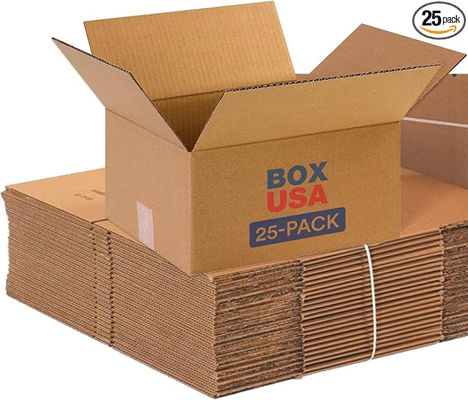 BOX USA Shipping Boxes 12"L x 10"W x 6"H, 25-Pack Small Corrugated Cardboard Box for Shipping, Packaging, Moving, Storage Box for Home or Business, Strong Wholesale Bulk Boxes