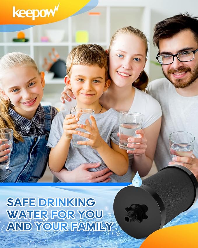KEEPOW 2387 Pro Water Filter Replacement Compatible with Alexapure Water Filtration System, Reduces Chlorine, Black, 4 Pack
