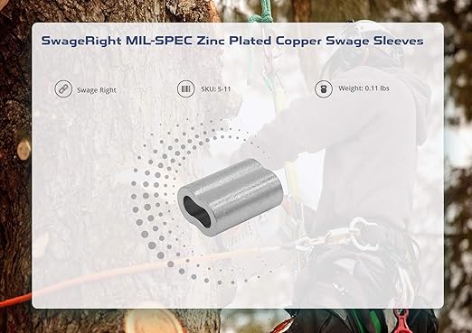 SwageRight MIL-SPEC Zinc Plated Copper Swage Sleeves Clip & Ferrules (1/32 inch) – Oval Duplex Wire Rope Cable Crimping Loop Fittings (Pack of 500)