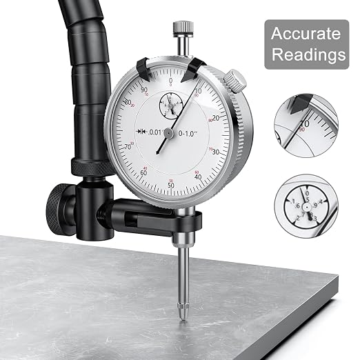 HDLNKAK Premium Disc and Rotor/Ball Joint Gage, Indicator Magnetic Base and Flex Arm Combo, 360 Deg Flexible Stem Holder for Digital/Dial Indicator Gauge,