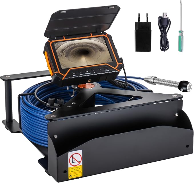 Sewer Camera 100ft,SPRIDRAIN Drain Pipe Camera HD 5in Screen with 32GB DVR,Waterproof IP68 Works Underwater Up to 10Meters Sewer Inspection borescopes for Plumber(Fits Pipes>0.7" Diameter,100ft/30M)