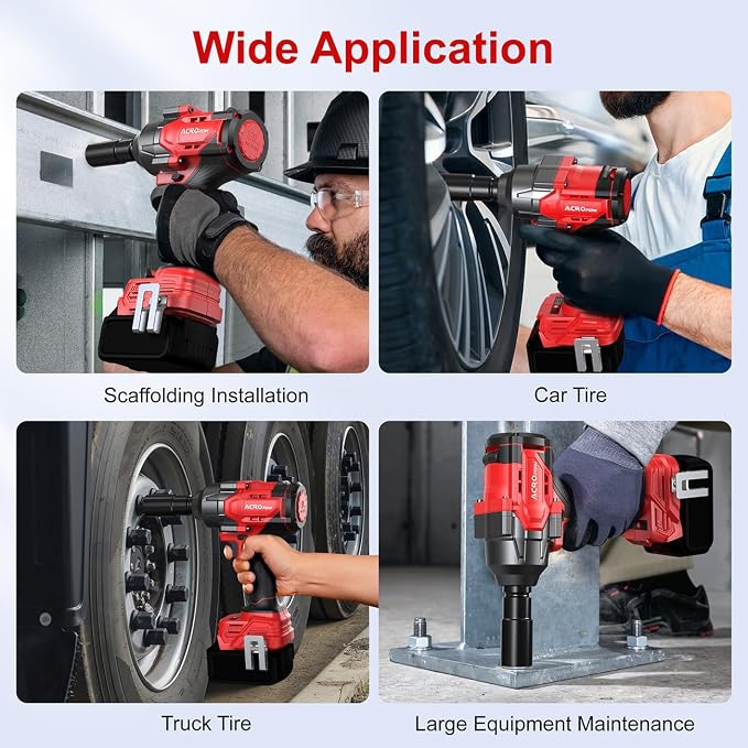 Cordless Impact Wrench for Milwaukee 18V Battery | 1/2 Inch Brushless Motor High Torque Power Impact Gun, 1000 Ft-lbs(1360NM), 3-Mode Speed, LED Light(Bare Tool Only)