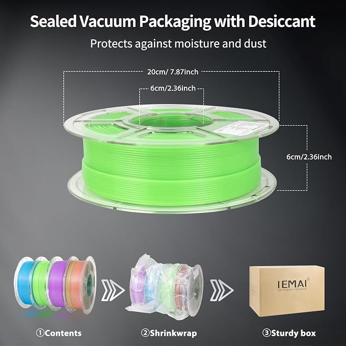 IEMAI Glow in The Dark PETG Filament 1.75mm Bundle 4KG, Multicolor Luminous 3D Printer Filament 1kg Spool 4 Rolls Rainbow+Blue+Green+Purple, Easy to Print, Accuracy +/-0.02mm