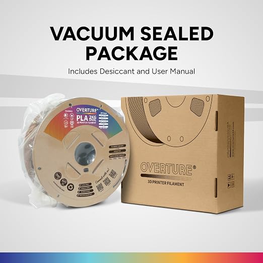 OVERTURE PLA Filament 1.75mm, Neatly Wound 3D Printer Filament 2kg Spool (4.4lbs), Dimensional Accuracy +/- 0.02 mm, Fit Most FDM 3D Printers (Black 2KG-1 Pack)
