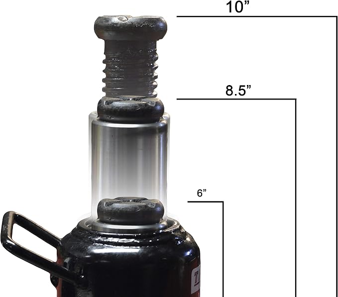 AME INTL 20-Ton Air/Hydraulic Bottle Jack, Low Profile, black (14461)