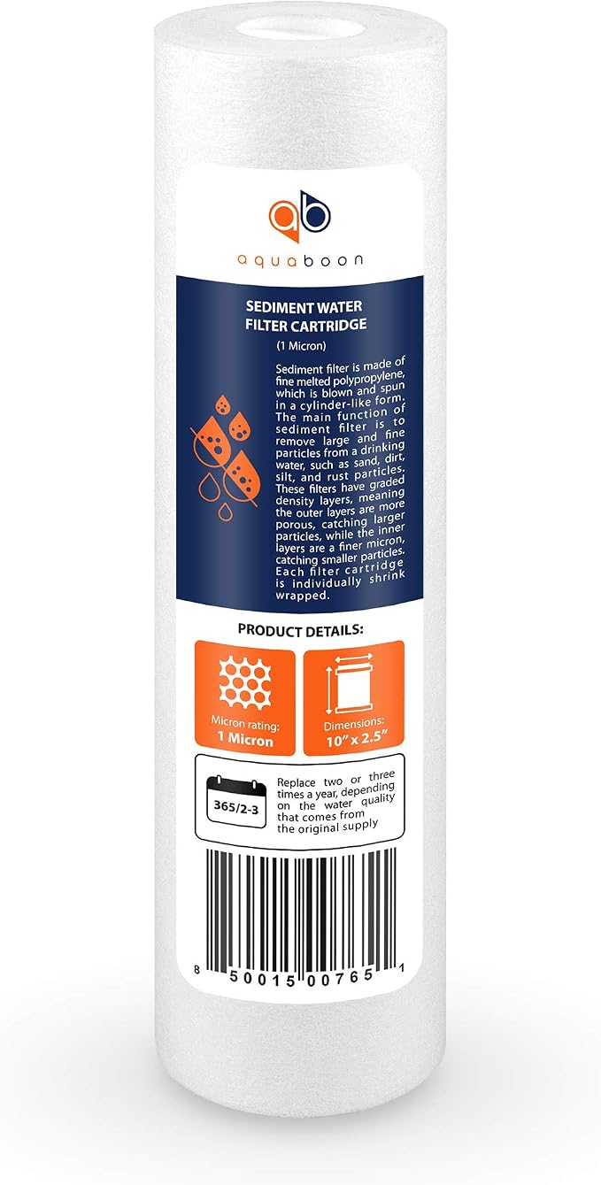 Aquaboon 10β x 2.5β Whole House and Reverse Osmosis Sediment 1 Micron Water Filter Cartridge | COMPATIBLE WITH: Culligan P1, Pentek P1, PD-1-934, P5, AP110, WFPFC5002, CFS110, RS14, WHKF-GD05 (4-PACK)