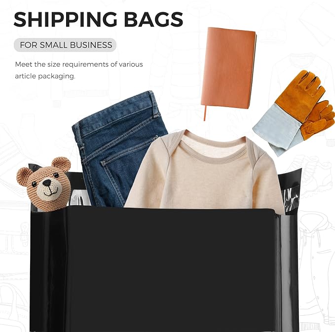 Metronic Poly Mailers 12x15.5 100pack Black Shipping Bags for Clothing, Self-Sealing Waterproof Poly Bags Shipping Envelopes for Small Business Mailing Packaging