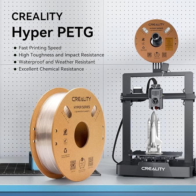 Creality Hyper PETG Filament 1.75mm Bundle 2KG, High-Speed PETG for 30–600mm/s Printing, Low Stringing, Strong Layer Adhesion, +/- 0.03mm Accuracy,Fits for Most FDM 3D Printers(White&Grey 2-Pack)