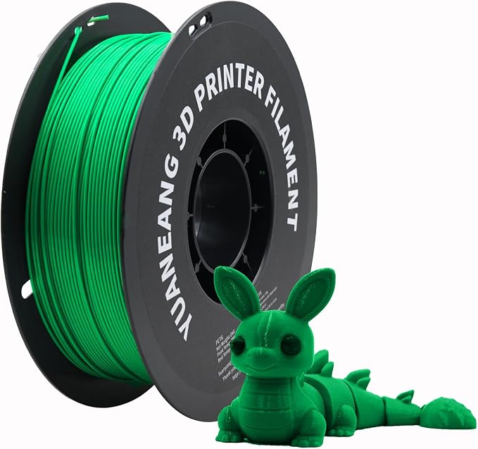 PETG 3D Printer Filament, Dimensional Accuracy +/- 0.03 mm, 1 kg Spool(2.2lbs), 1.75 mm, Deep Green