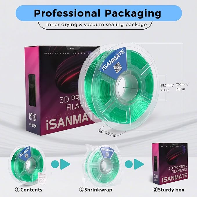 iSANMATE Gradient PETG Filament 1.75mm Translucent Dual Color High Speed Color Change 3D Printer Filament 50-400mm/s Specifically Designed for Lamps for Bambu Lab 3D Printers(Blue Orange)