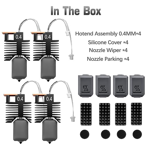 4PK 0.4MM Hotend for Snapmaker U1 Nozzle Leak-Proof All in One Assembled Hot End for Snapmaker U1,with Nozzle Wiper and Silicone Cover for U1 3D Printer Accessories
