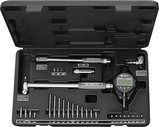 Neoteck Digital Dial Indicator Bore Gauge with 0.7"-6"/0.0005" Measuring Range and 6" Measuring Depth Dial Bore Gauge Set with 23PCS Anvils for Engine Cylinder Measurement
