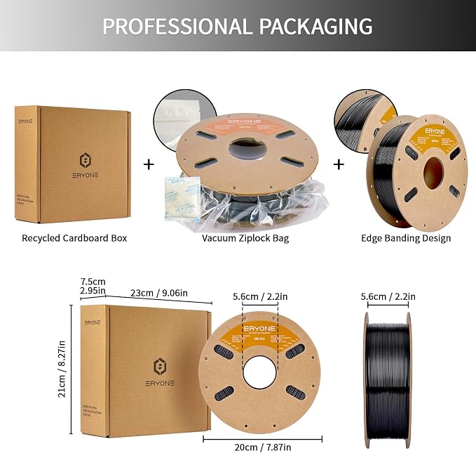 ERYONE Silk PLA Filament for 3D Printer 1.75mm +/- 0.03mm, Shiny Filament 1kg (2.1lbs)/Spool, Black