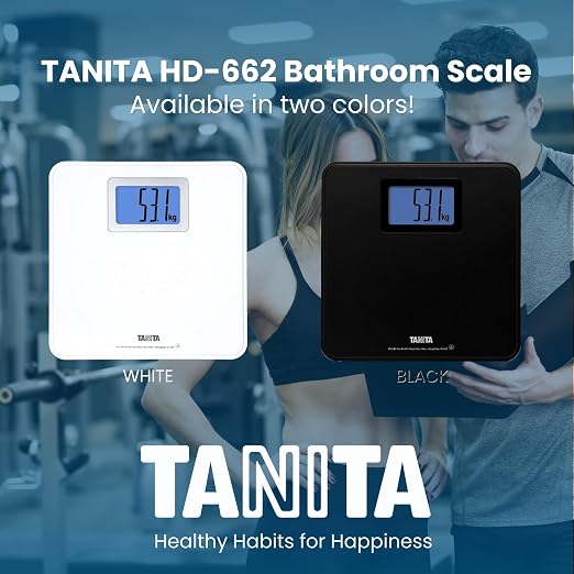 Tanita HD-662 Digital Weight Scale (Black) - Japan Technology Bathroom Scale with 330 lb Weight Capacity - 2" Blue Backlit Large LCD Display - Accurate, Durable, Step-On Operation