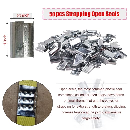 Strapping Open Seals Metal Buckle (Snap-On) Seals, for 1/2" - 5/8" Width Strapping Strap(Pack of 50)