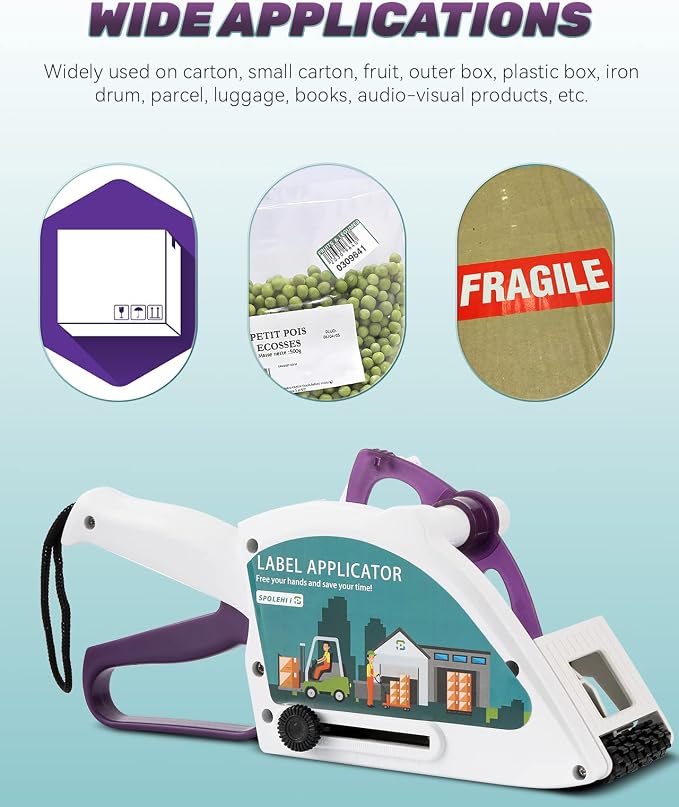 Label Applicator, Portable Barcode Applicator Gun Manual Label Applicator Round Square Flat Bottle Labeling Machine Hand Held Sticker Labeler for 1” 3” Label Core