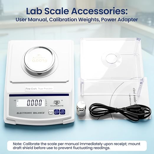 0.001g High Precision Milligram Scale, Microscale Lab Analytical Balance with LED Display and Windshield, Mg Scale for Weighing Powder, Gem, Jewelry and Coin(Grams, 300)