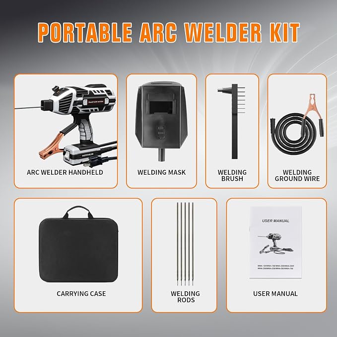 Welding Machine Handheld 110V 120Amp Portable ARC Welder Gun Hand Held Welder Machine with IGBT Inverter 5 Variable Current Adjustment for 1/16''-1/8'' Welding Rods