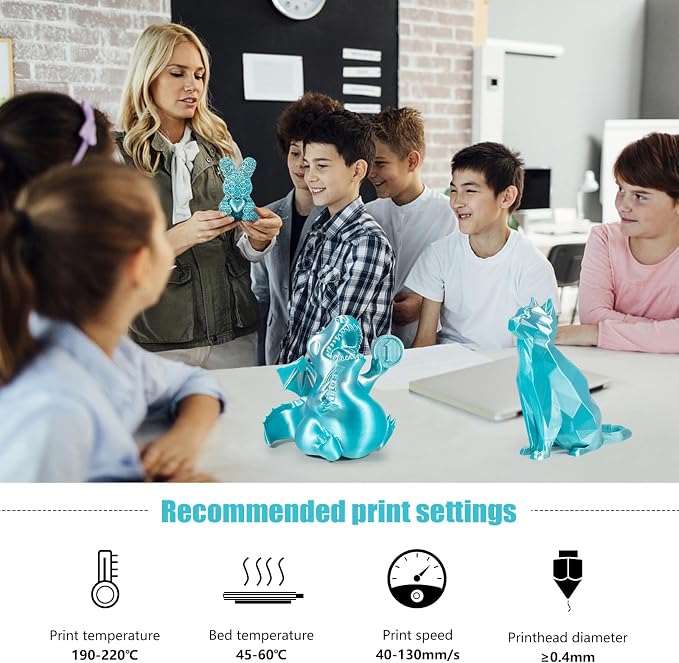 iSANMATE 3D Printer Filament, PLA Filament 1.75mm Dual Color Filament, Shiny Silk PLA Coextruded Filament, 1 kg/Spool (Lake Green and Silver)