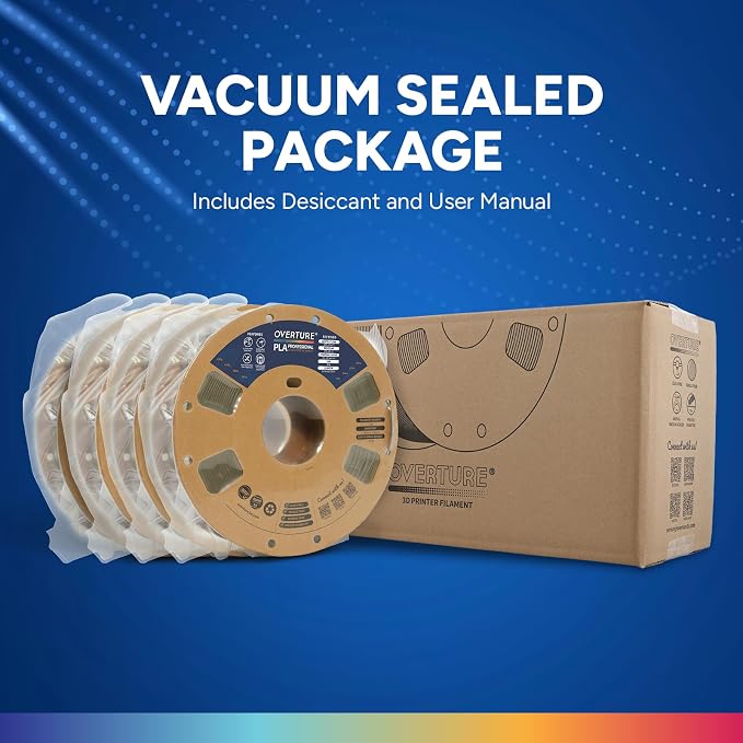 OVERTURE 4KG Bundle PLA Plus (PLA+) Filament 1.75mm, Stronger & More Durable, Professional Toughness 3D Printer Filament 1kg (2.2lbs) 4 Pack (Black+White+Brown+Chocolate)