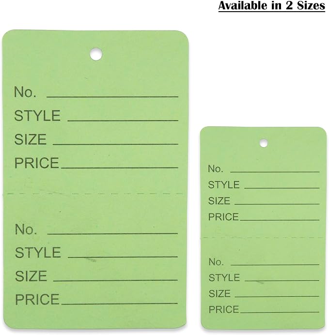 1000 Qty 1 3/4 x 2 7/8 (44x73mm) Assorted Unstrung Colored Price/Receipt Tags w/Easy-Tear Stub (Consignment/Merchandise/Clothing/Jewelry/Laundry/Sales) – Number/Style/Size/Price