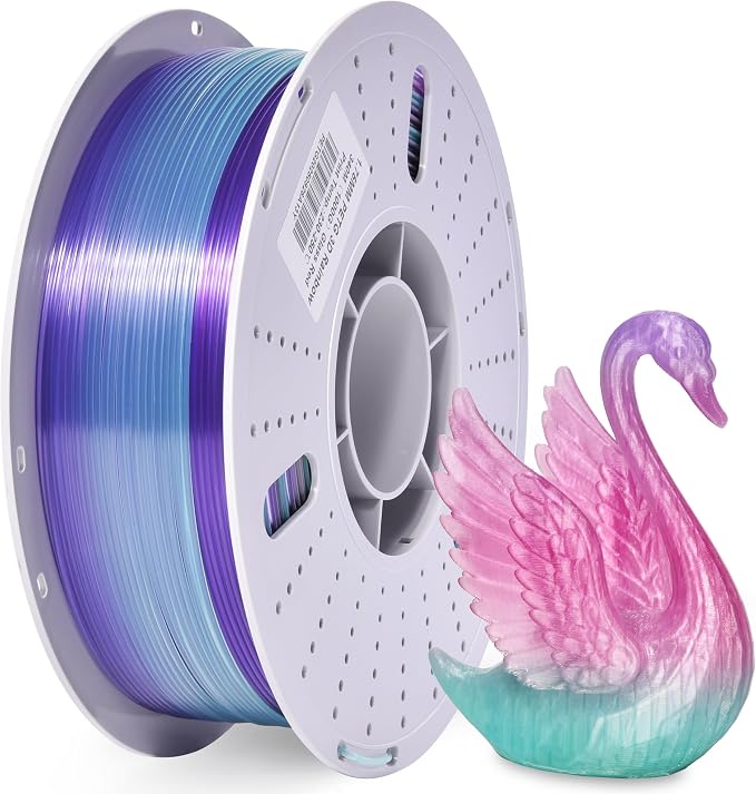 PINBALL PETG Rainbow 3D Printer Filament 1.75mm, Multicolor Translucent PETG Filament, Accuracy +/- 0.02 mm, 1kg Spool (2.2lbs), Liuli red