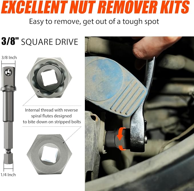 Coobeast 26Pcs Bolt Extractor Kit and Left Handed Drill Bit, Easy Out Screw Extractor with Reverse Drill Bit Extractor Set for Damaged Stripped Broken Lug Nut Bolt and Nut Remove with Hex Adapter