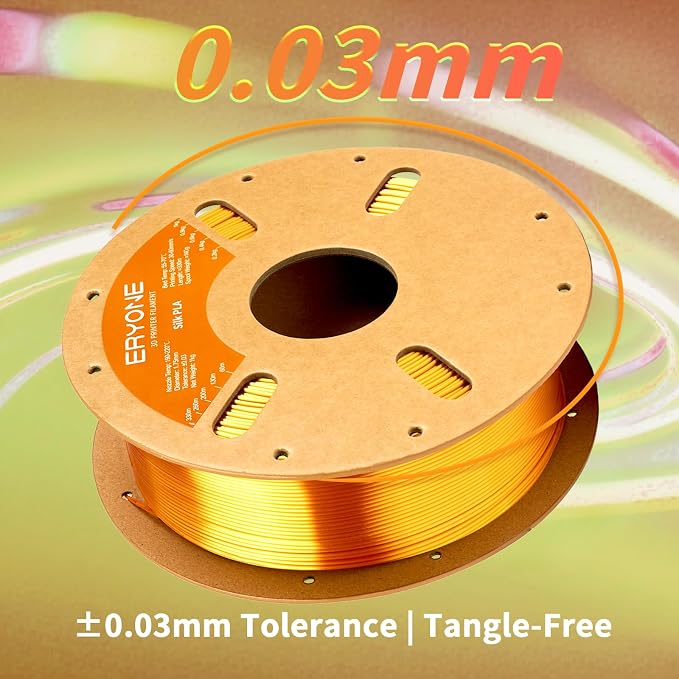 ERYONE Silk PLA Filament for 3D Printer 1.75mm +/- 0.03mm, 4KG Cardboard Spool, Silk Liquid Gold