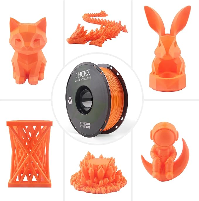 PLA 3D Printer Filament, Dimensional Accuracy +/- 0.03 mm, 1kg Spool(2.2lbs), 1.75 mm Fit for Most 3D Printers,Orange
