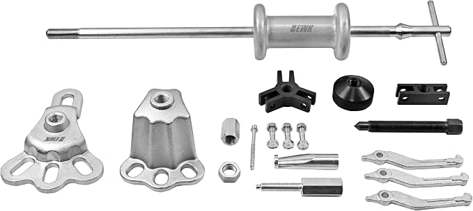 EWK 9-Way Slide Hammer Puller Set, 5 lb Slide Hammer Wheel Hub Puller CV Axle & Rear Axle Bearing Remover, Front Wheel Hub Dent Puller Kit for Bearings Bushings Seals Gears