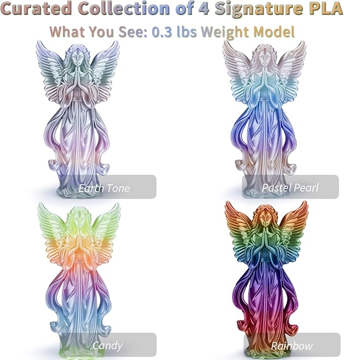ZIRO Silky Fast Color Change PLA 4 Pack, 1.75mm Color Gradient Filament Bundle, Glossy Rainbow PLA Filaments, Fit Most 3D Printers and Pen, Shiny Surface 1KG X 4 Spool