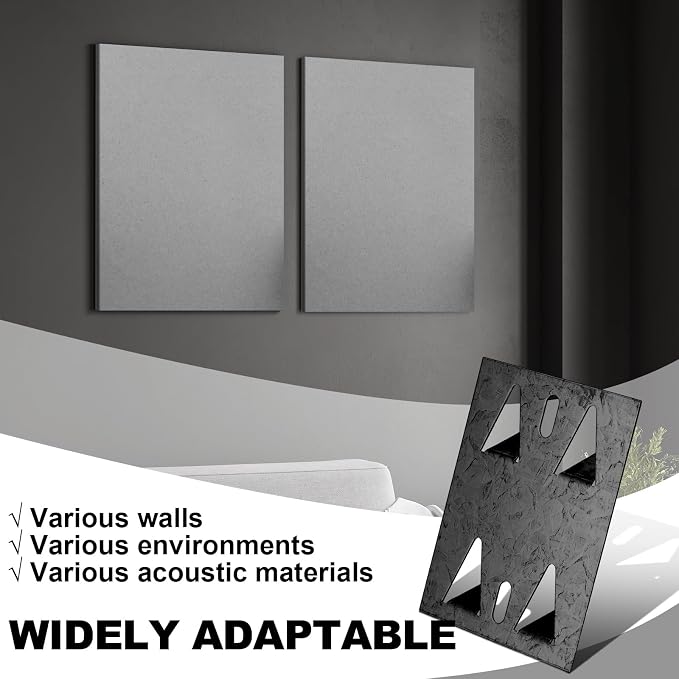 Blulu 1 Pcs Acoustic Panel Impaling Clips, 18 Gauge Galvanized Steel Sound Panel Wall Mount for Gypsum Board Plywood Masonry, Surface Mounting Impaling Clips for Acoustic Foam Panels (Black)