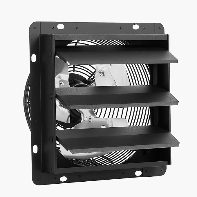 VEVOR 12 inch Exhaust Fan, Wall Mounted Attic Fan with Variable Speed, Temperature & Humidity Controller, 1500 CFM, Automatic Shutter
