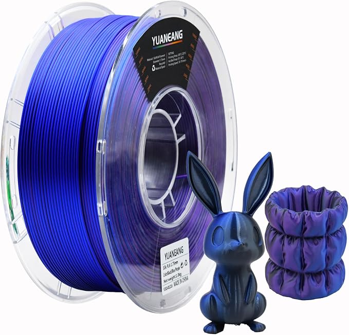 Silk Triple-Color PLA Filament 1.75mm Black-Blue-Purple, ±0.03mm Precision, 1kg Spool (2.2 lbs), Smooth Multi-Tone Gradient PLA, Neatly Wound & Compatible with Most 3D Printers