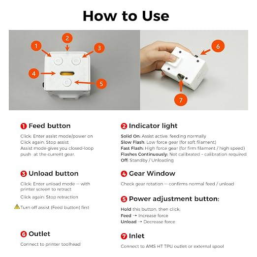 ENOMAKER Genuine TPU Feed Assist Module for Bambu Lab H2/X1/P1 Series,P2S/X2D | Active Flexible Filament Feeder, Consistent Push, Avoid Tangle/Snap, Reduces Friction, Simplify Feeding Path,Adjustable Force