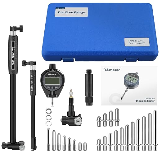 Dial Indicator Bore Gauge with 0.7"-6"/0.0005" Measuring Range Dial Bore Gauge Set with 23PCS Anvils & 6" Measuring Depth for Engine Cylinder Deep Engine Hole Cylinder Measurement Gage
