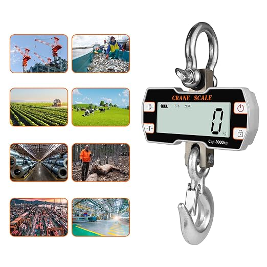 Hyindoor 2000kg 4400lb Crane Scale, 2 Ton Digital Hanging Scale with Remote, Industrial Heavy Duty Electronic Crane Scale