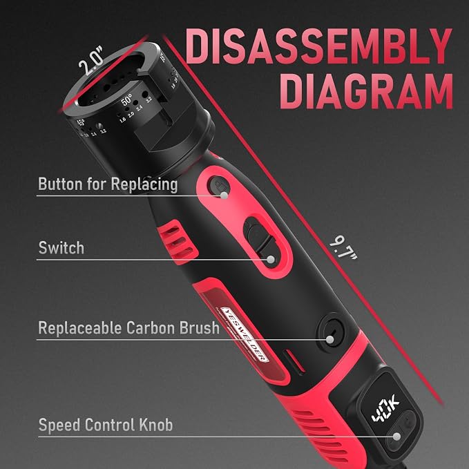 YESWELDER Tungsten Electrode Sharpener Grinder For TIG welding, Handheld Electric with LED Display, 110V TIG Welding Rotary Tool With Flat Grinding Block Cut-Off Slot, 4 Sizes 6 Angles