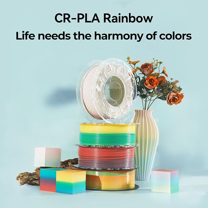 Creality PLA Filament 1.75mm Rainbow, 3D Printer Filament 1kg (2.2lbs) Spool, High Toughness & Warp-Free, Dimensional Precision ±0.03mm, Printing Filament for All FDM 3D Printers