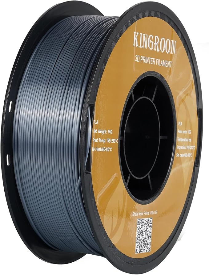 Kingroon PLA Filament, Multicolor Silk PLA Filament, Dual Color 3D Printer Filament, 1.75 mm, Dimensional Accuracy +/- 0.03 mm, 1kg Spool(2.2lbs), Silver Grey