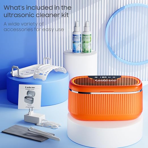 Ultrasonic Jewelry Cleaner with 45kHz for Rings, Glasses & Retainers | Deep Cleans Necklaces, Earrings & Watches • 20oz Tank • 3 Power Modes • 5 Timer Settings • 2 Cleaning Solutions