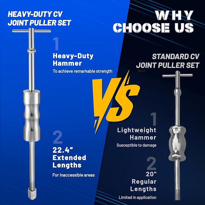 KOOPOOL 10-Piece Heavy Duty CV Axle Puller Tool Set: Slide Hammer, 2" & 2.5" Forks for Effortless CV Joint Removal