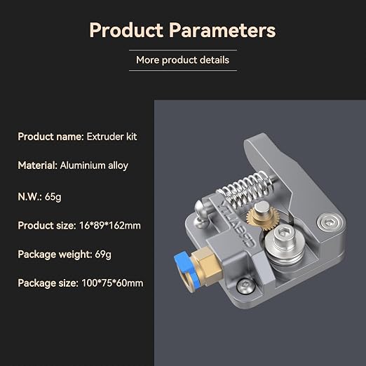 Creality 3D Printer Extruder Kit, Ajustable Extrusion Force, High Quality Metal Extruder Feeder Kit, for Ender-3/Ender-3 Pro/Ender-3S/Ender-3 V2/Ender-3 Max/CR-10/CR-10S (Grey)