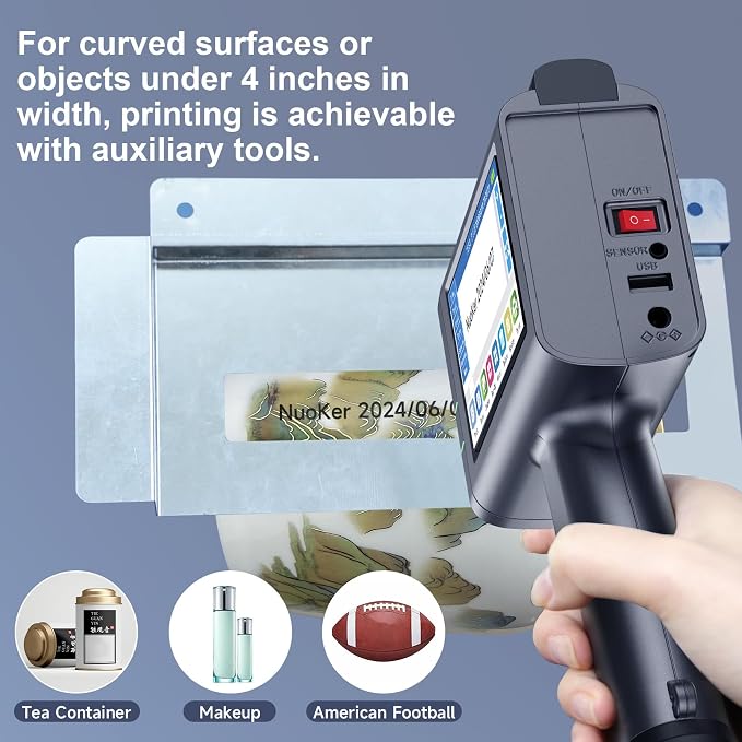 Handheld Inkjet Printers - All Metal Material,Industrial-Grade/Printing Height of 1/2 inch/4.3-inch capacitive Color Screen/Continuous Operation for 12-18hours